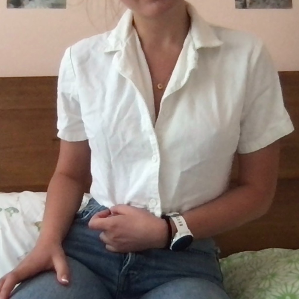 heavy-weight white button own blouse